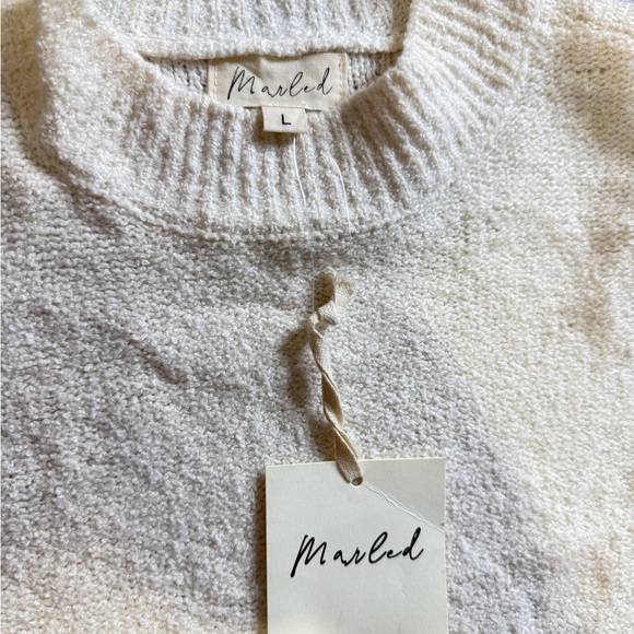Marled Cream Textured Short Sleeve Sweater NWT – Size L - Picture 4 of 4